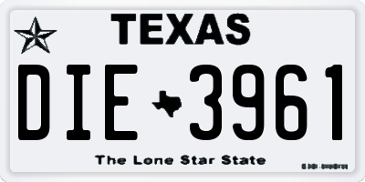 TX license plate DIE3961