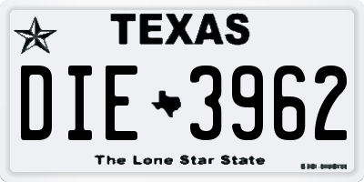 TX license plate DIE3962