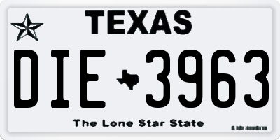 TX license plate DIE3963