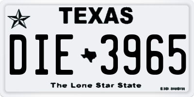 TX license plate DIE3965