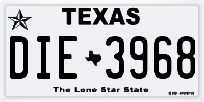 TX license plate DIE3968