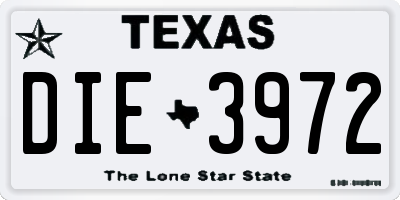 TX license plate DIE3972