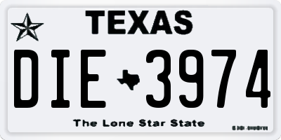 TX license plate DIE3974