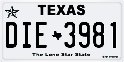 TX license plate DIE3981