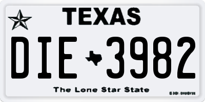 TX license plate DIE3982