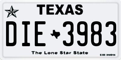 TX license plate DIE3983
