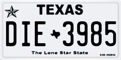 TX license plate DIE3985