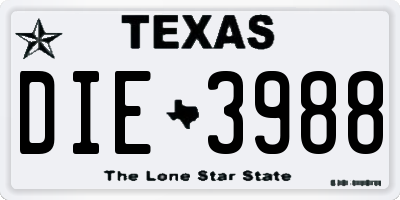 TX license plate DIE3988