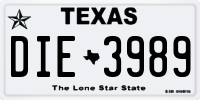 TX license plate DIE3989