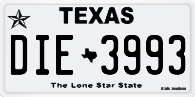 TX license plate DIE3993