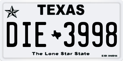 TX license plate DIE3998