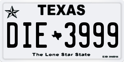 TX license plate DIE3999