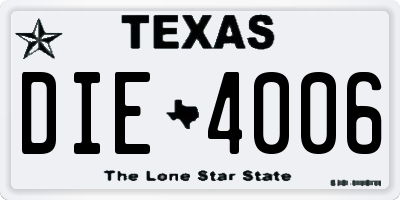 TX license plate DIE4006
