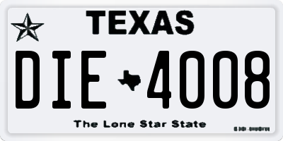 TX license plate DIE4008