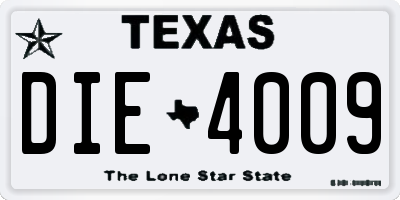 TX license plate DIE4009