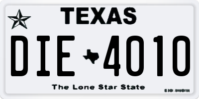 TX license plate DIE4010