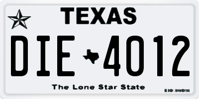 TX license plate DIE4012