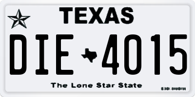 TX license plate DIE4015