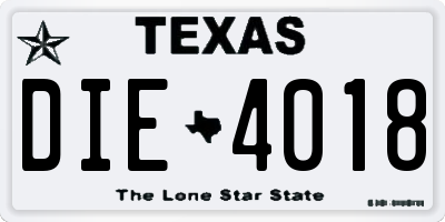 TX license plate DIE4018