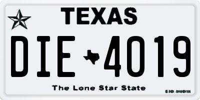 TX license plate DIE4019