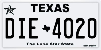 TX license plate DIE4020