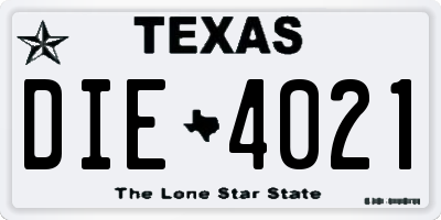 TX license plate DIE4021