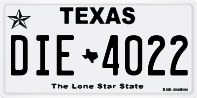 TX license plate DIE4022