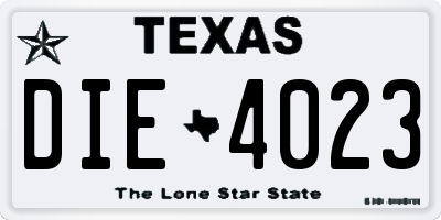 TX license plate DIE4023