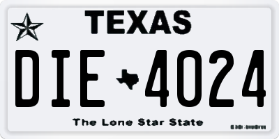 TX license plate DIE4024