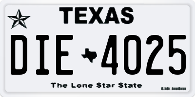 TX license plate DIE4025