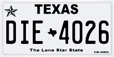 TX license plate DIE4026