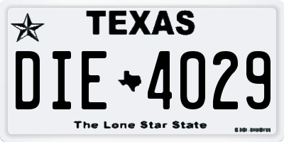 TX license plate DIE4029