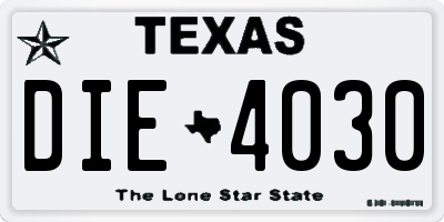 TX license plate DIE4030