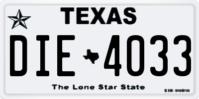 TX license plate DIE4033