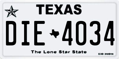 TX license plate DIE4034