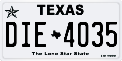 TX license plate DIE4035