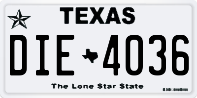 TX license plate DIE4036