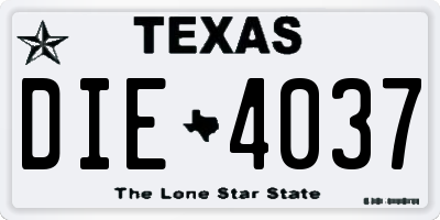 TX license plate DIE4037