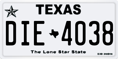 TX license plate DIE4038
