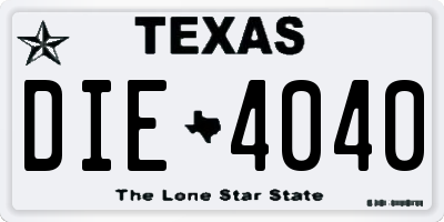 TX license plate DIE4040