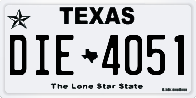 TX license plate DIE4051