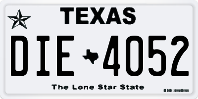TX license plate DIE4052