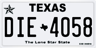 TX license plate DIE4058