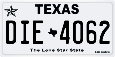TX license plate DIE4062