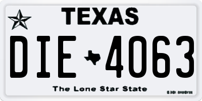 TX license plate DIE4063