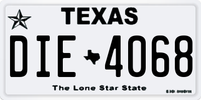 TX license plate DIE4068