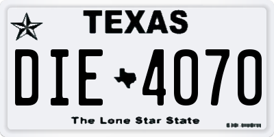TX license plate DIE4070