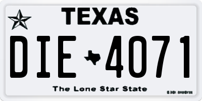 TX license plate DIE4071