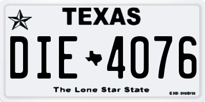 TX license plate DIE4076
