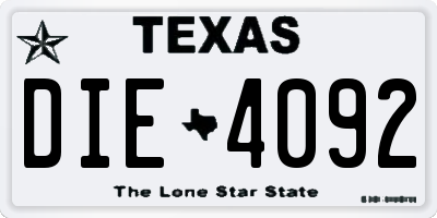 TX license plate DIE4092